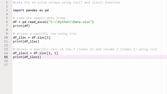 Numpy Array loc , iloc function смотреть онлайн