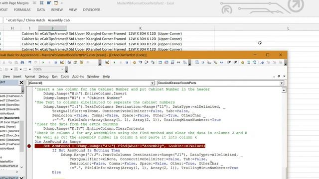 Formatting eCabinets Five Piece Door Breakdown with excel Vba Part 2 смотреть онлайн