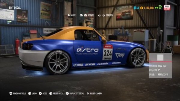 Need For Speed Payback Car customization - Honda S2000 Vinyl Wrap Build