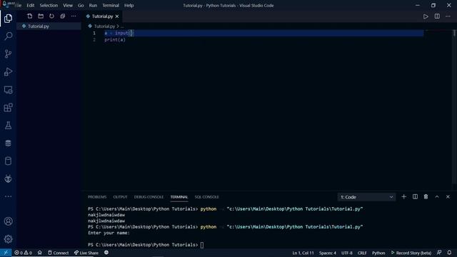 Python Tutorial 4 | User Input & Comments смотреть онлайн