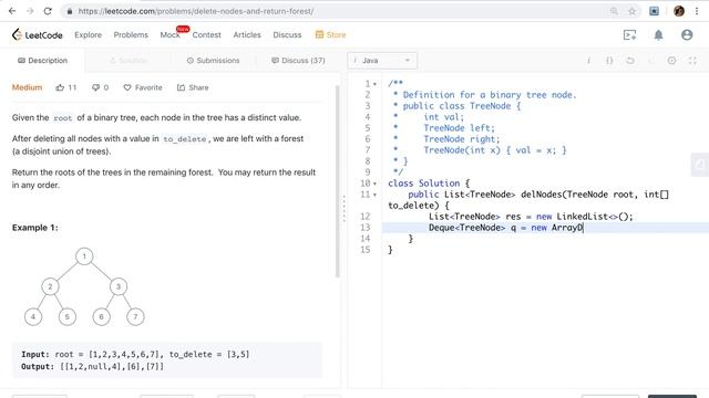 LeetCode 1110. Delete Nodes And Return Forest 中文解释 Chinese Version смотреть онлайн