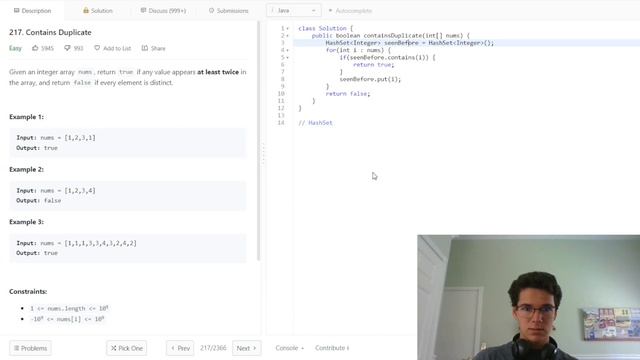 Grind 75 - Contains Duplicate - Java Attempt смотреть онлайн
