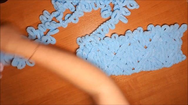 Узор#3 из Alize Puffy (Ализе Пуффи) для детского пледа.(Ромбы) Вязание без спиц и крючка