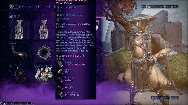 Warframe - Teshin Weekly Steel Path Shop "Umbra Forma" [8th March 2021] смотреть онлайн