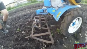 Борона для мотоблока МБ 23 из тракторной, боронование и посадка временной горчицы