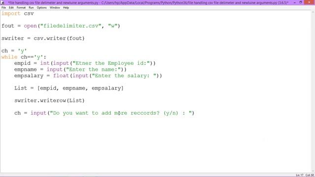 File Handling in Python | CSV File | newline & delimiter | Part-5 Python for Beginners | Class 12 смотреть онлайн