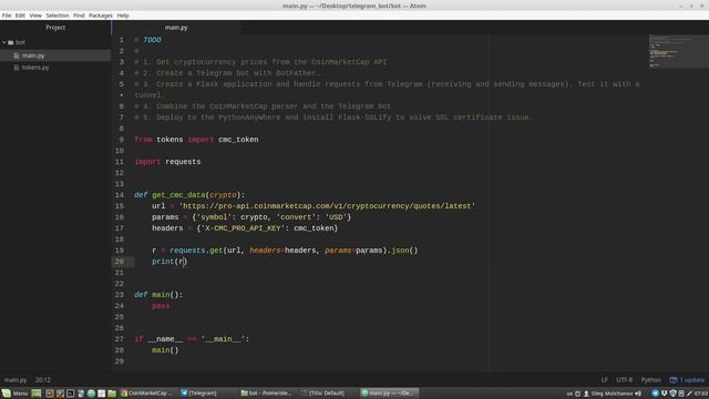 Python Telegram Bot Tutorial: Main logic - CoinMarketCap Parser #2 | Python Project смотреть онлайн
