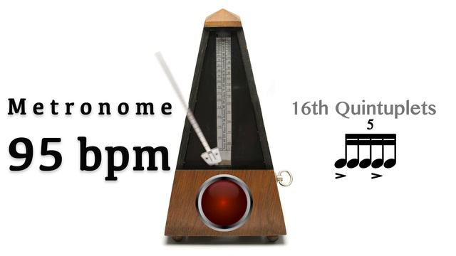 Metronome 95 bpm 🎼 16th Quintuplets (3:2 Subdivision) смотреть онлайн