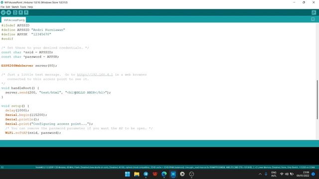 TUTORIAL MEMBUAT WIFI APN DENGAN ESP8266 смотреть онлайн