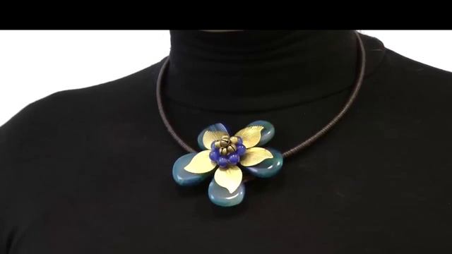 Maha.Kz - Колье "Цветок" с кварцем и лазуритом (арт. 35505-9529) смотреть онлайн