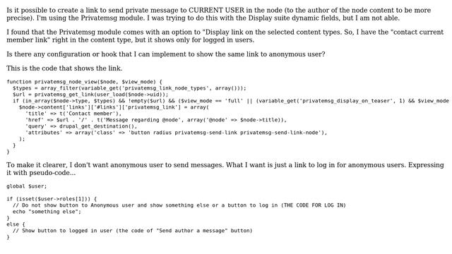 Drupal: Link to send private message to current user in the node (author of the content)? смотреть онлайн