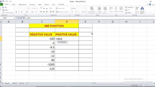 ABS function#negative value change into positive value in ms excel by Priya Mam смотреть онлайн