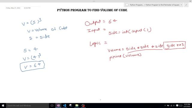 Python Program to find Volume a Cube смотреть онлайн