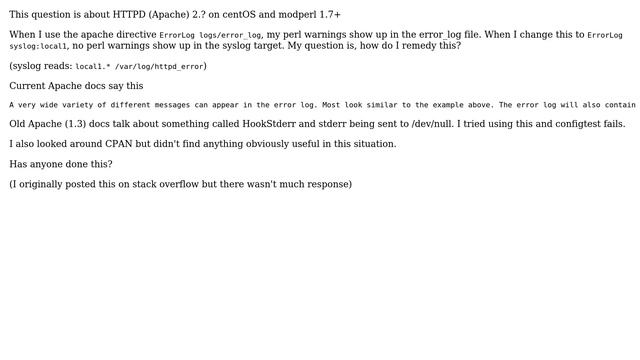 DevOps & SysAdmins: How to get perl stderr to httpd log file when using syslog? смотреть онлайн