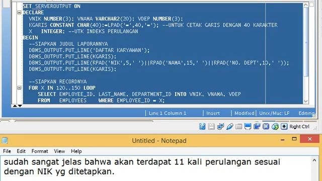 Perulangan menggunakan konsep For .. Loop dalam PL/SQL смотреть онлайн