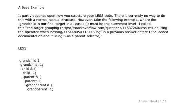 CSS : Less Immediate Parent Selector смотреть онлайн