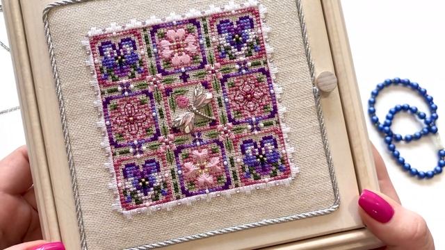 203 Готовая и оформленная вышивка Pansies Please by Just Nan смотреть онлайн