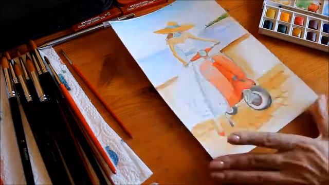 Winsor&Newton-Watercolour Fashion Illustration - Time lipes - Summer Time #3 Vespa 150 смотреть онлайн