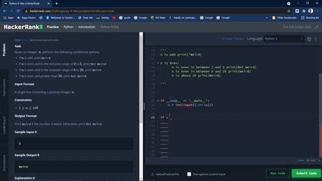 HackerRank Python Problem No 1 || If elif else смотреть онлайн