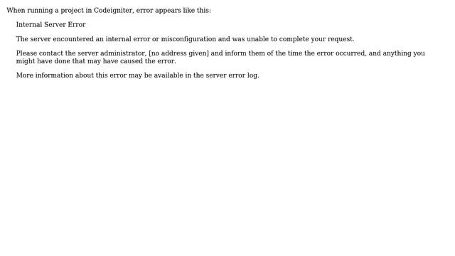 internal server error in codeigniter смотреть онлайн