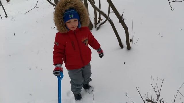 Первый снег! Лев и мама вышли повесить кормушки для птиц после того, как выпал первый снег. смотреть онлайн