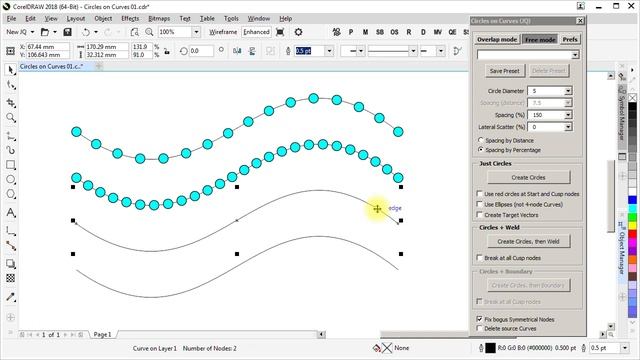Circles on Curves - CorelDRAW macro - Demo 01 смотреть онлайн