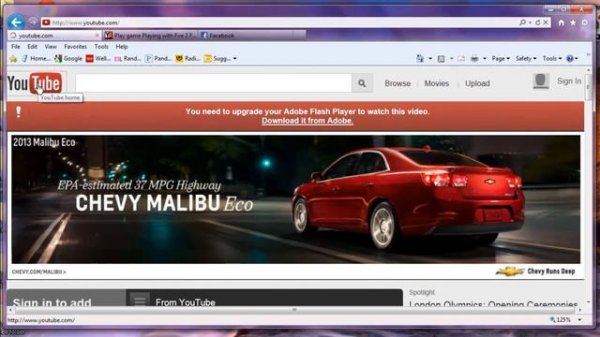 Flash Player not working on Internet Explorer 9