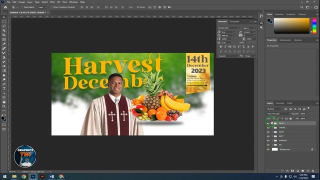 HOW TO DESIGN CHURCH HARVEST FLYER 2023 IN TWI - PHOTOSHOP TUTORIALS смотреть онлайн