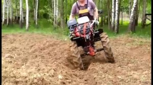 ПАШЕМ МОТОБЛОКОМ БЕЗ ГРУЗА КОНСКИМ ПЛУГОМ