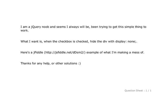 HTML : jQuery: if checkbox is checked, toggleClass смотреть онлайн