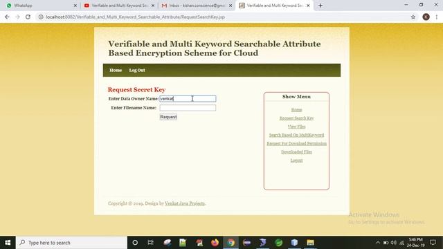 Verifiable and Multi Keyword Searchable Attribute Based Encryption Scheme for Cloud || JAVA PROJECT смотреть онлайн