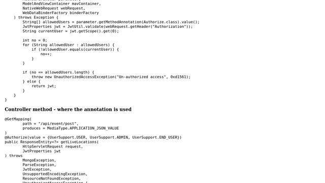 Create annotation to validate JWT in Spring controller instead of filter смотреть онлайн