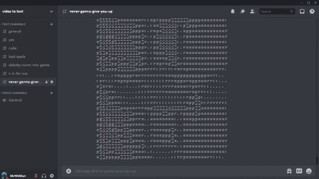 Never gonna give you up on Discord using ASCII Art смотреть онлайн