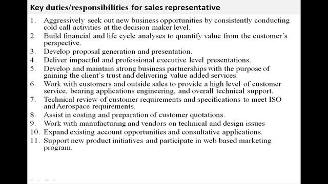 Sales representative job description смотреть онлайн