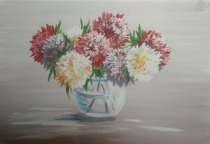 Мастер Класс. Гуашь. АСТРЫ НАТЮРМОРТ. Подробный видеоурок