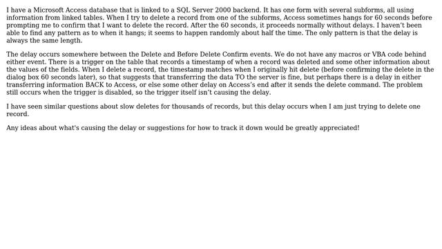Databases: Deleting Record from Linked Table Slow in MS Access смотреть онлайн