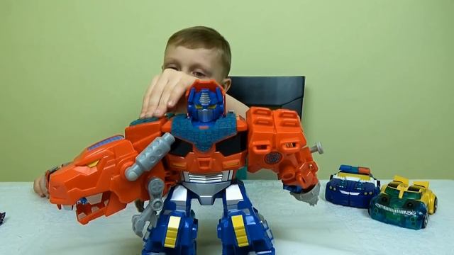Видео для детей.Трансформер Оптимус Прайм. Динобот .Transformers Rescue Bots Optimus Prime Dinobots смотреть онлайн