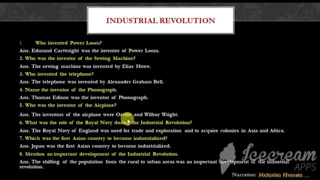 Industrial Revolution Very Short Questions And Answers Class 8 History Chapter || Part 3