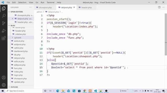 Delete Post in Admin Panel Complete Blog in PHP part10 смотреть онлайн