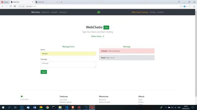 Chat Node MongoDB Socket.io Bootstrap 4 смотреть онлайн