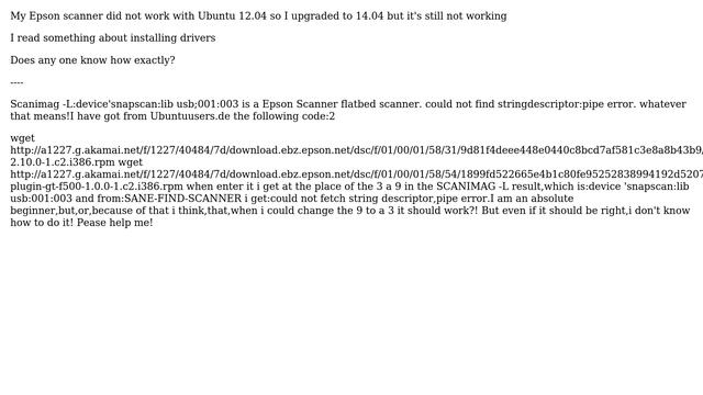 Ubuntu: Epson Perfection Scanner 2580 Photo Does Not Work With Ubuntu 14.04 LTS