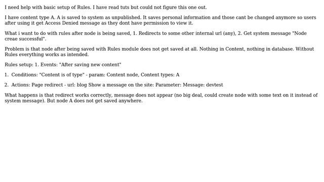 Drupal: Node not being saved when using Rules redirect смотреть онлайн