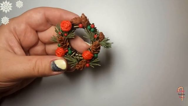 Сhristmas Wreath Made Of Polymer Clay / DIY / Новогодний венок миниатюра своими руками / декор