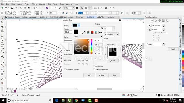 Corel Draw x7 x8 simple wave design смотреть онлайн