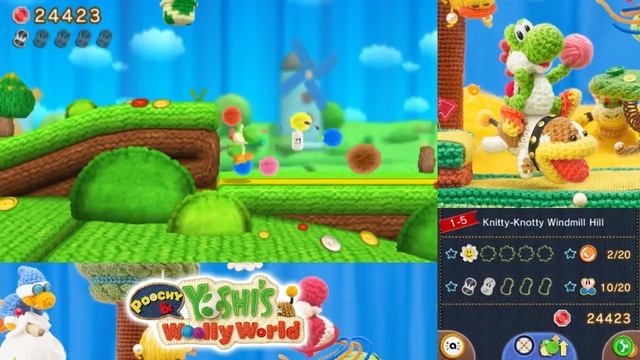 Poochy & Yoshi's Woolly World 100% Walkthrough Part 1 - World 1 (All Flowers & Yarns) 3DS Gameplay смотреть онлайн