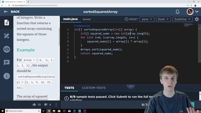 Facebook Coding Interview Question - sortedSquaredArray смотреть онлайн