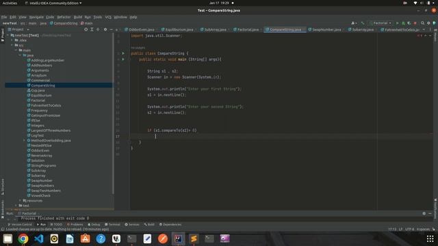 Simple program to compare two String in JAVA. смотреть онлайн