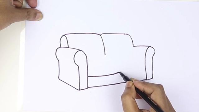 How to draw a Sofa very easy and step by step / Sofa line drawing. смотреть онлайн