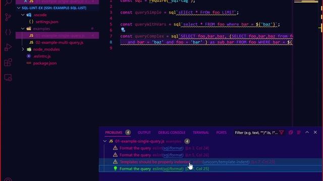 ESLint + SQL plugin + Unicorn plugin | Autofix, Format, Indent SQL смотреть онлайн