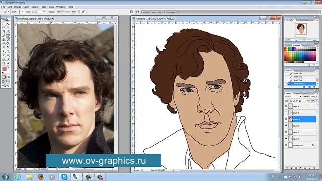 Портрет по фотографии в фотошопе смотреть онлайн
